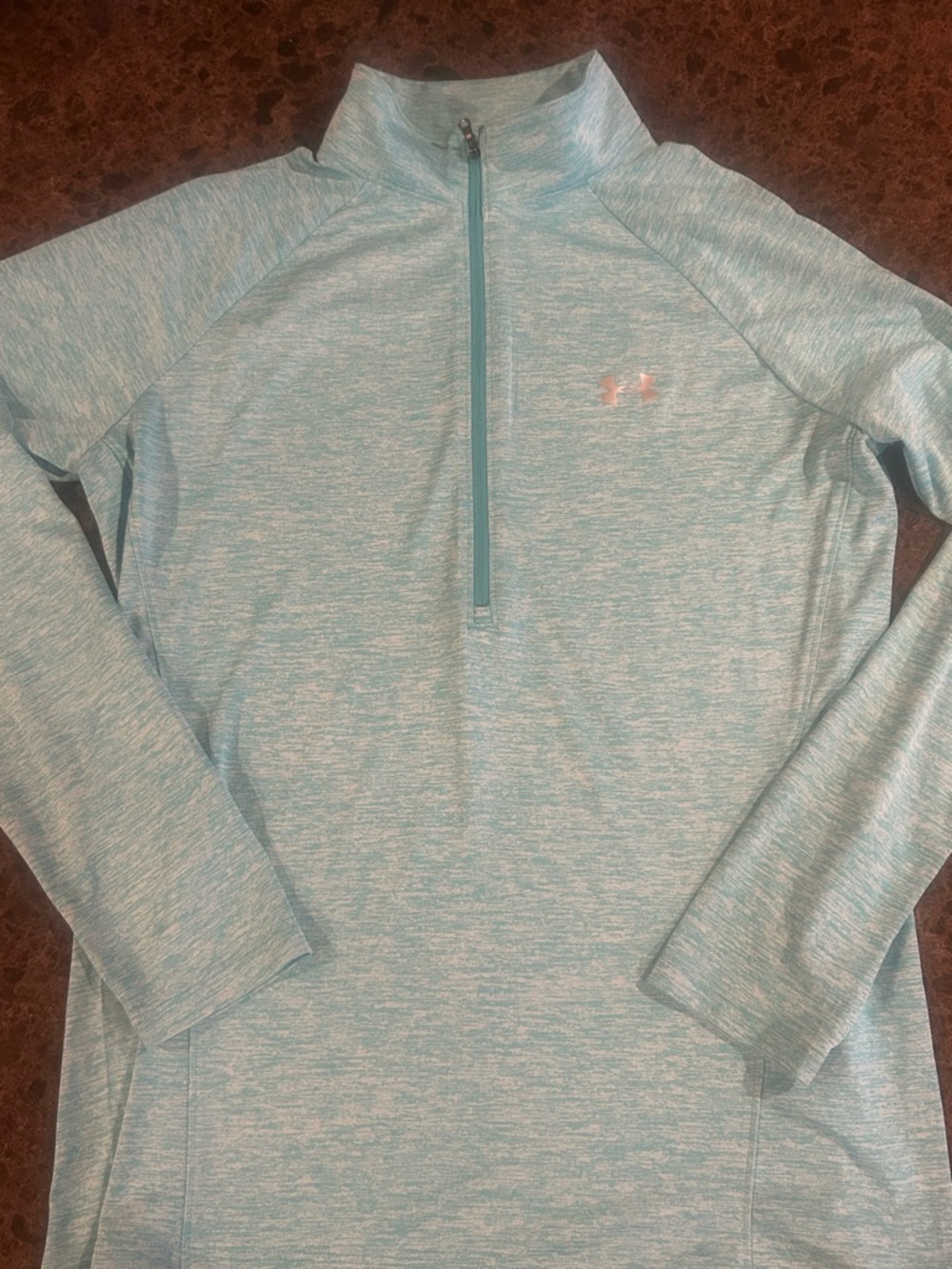 Under Armour Heather Aqua Half-Zip Performance Top Size Large